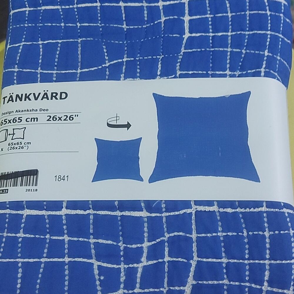 IKEA Tankvard Blue/White Pillow Cover 26' x 26" Home Decor Furnishings NEW Retro